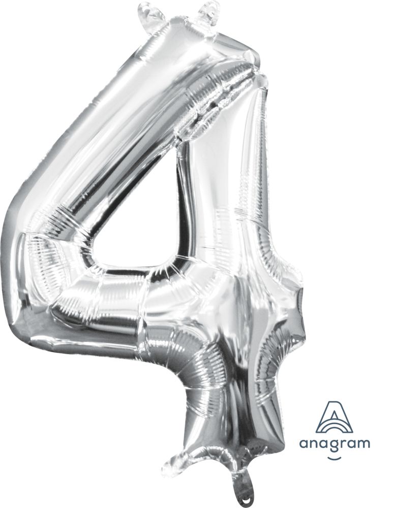 16" Silver Number 4 Balloon