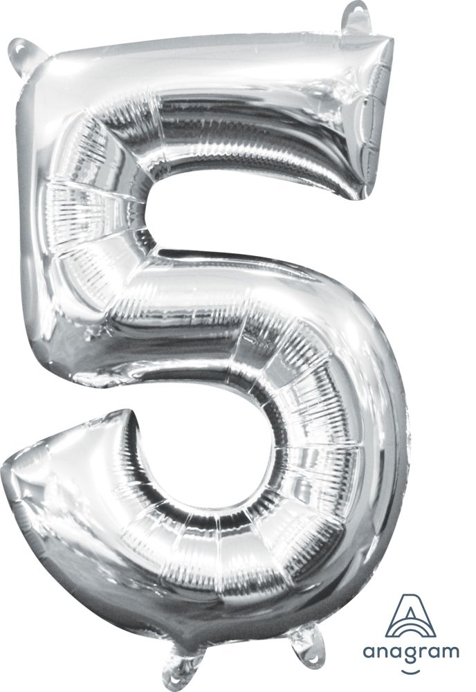 16" Silver Number 5 Balloon