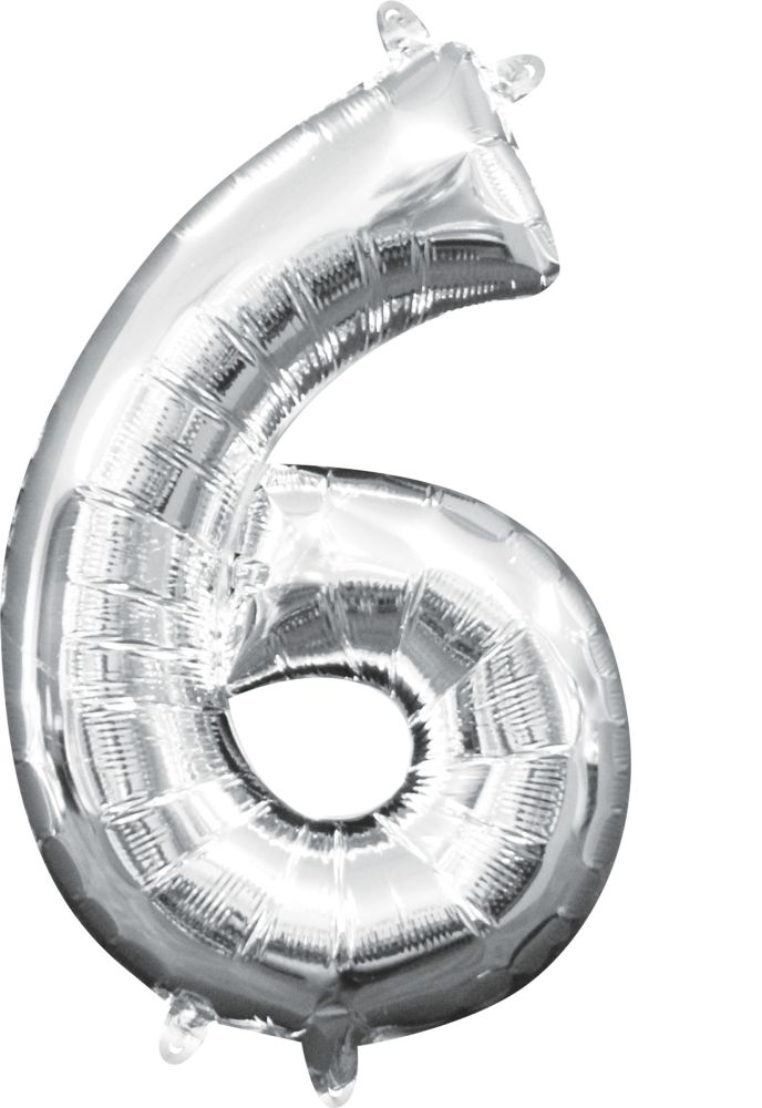 16" Silver Number 6 Balloon