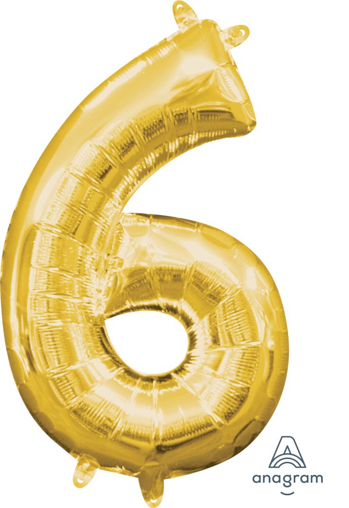 16" Gold Number 6 Balloon