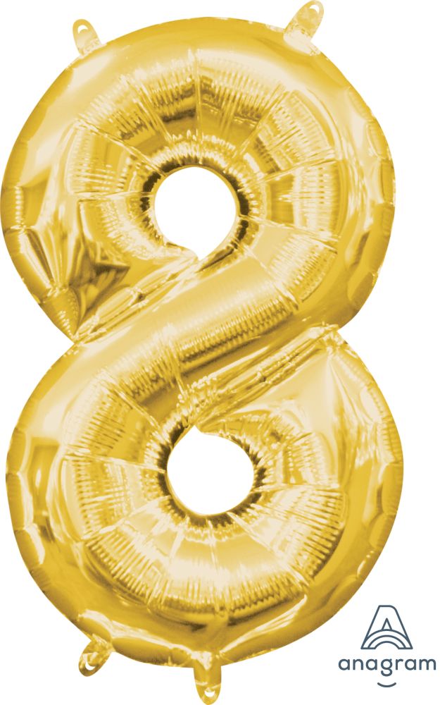 16" Gold Number 8 Balloon