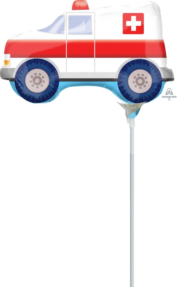 Mini Shape Ambulance Balloon (Inflated with Cup and Stick)