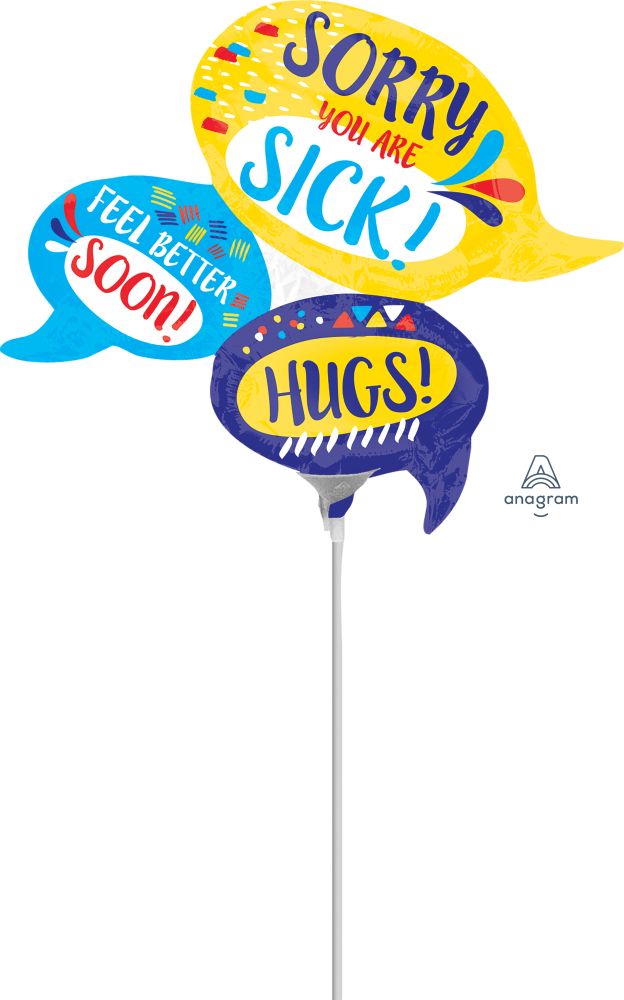 Mini Shape Get Well Sentiments Balloon (Inflated with Cup and Stick)