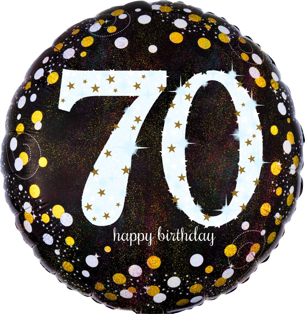 18" Holographic Sparkling Birthday 70 Balloon