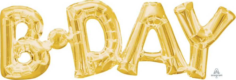 Phrase BDAY Gold Balloon