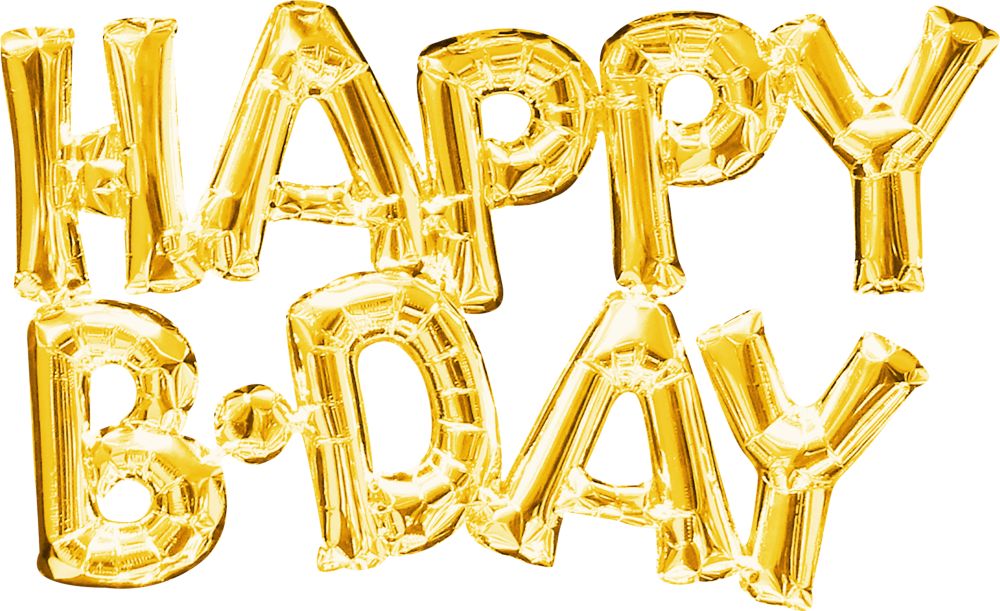 Phrase Happy BDAY Gold Balloon