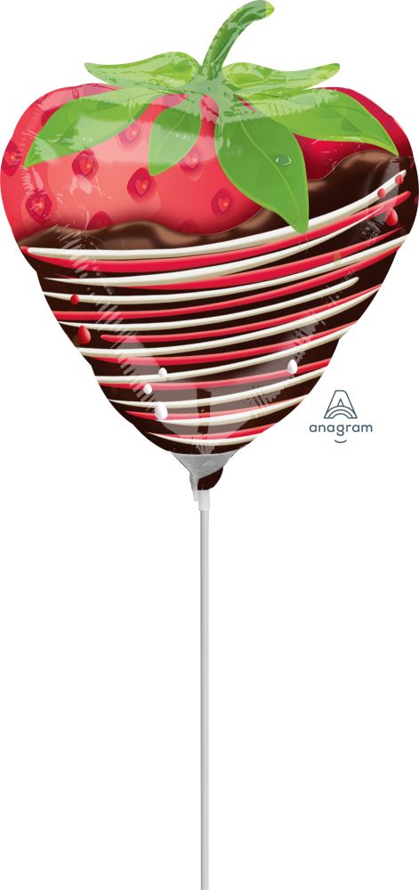 Mini Shape Chocolate Dipped Strawberry Balloon (Inflated with Cup and Stick)