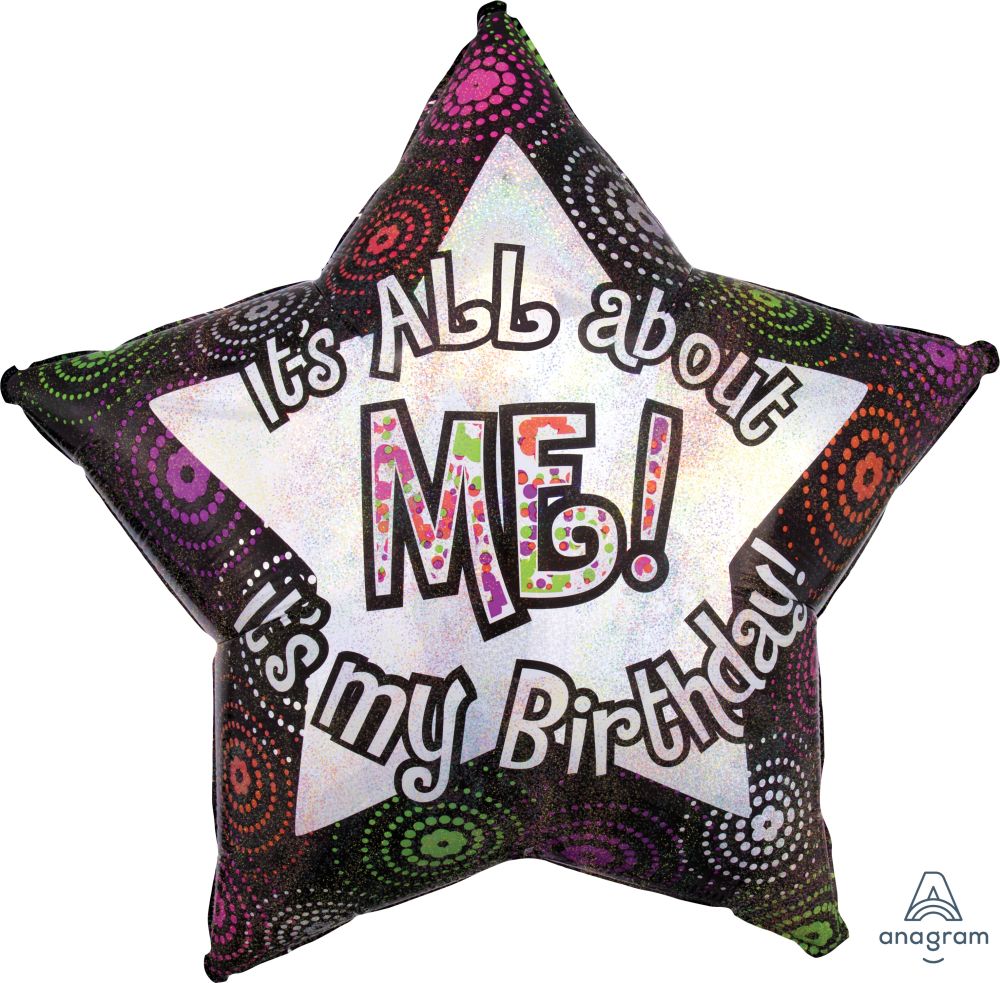 Jumbo Holographic It's All About Me Birthday Balloon