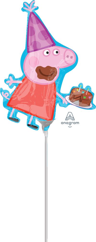 Mini Shape Peppa Pig Balloon (Inflated with Cup and Stick)