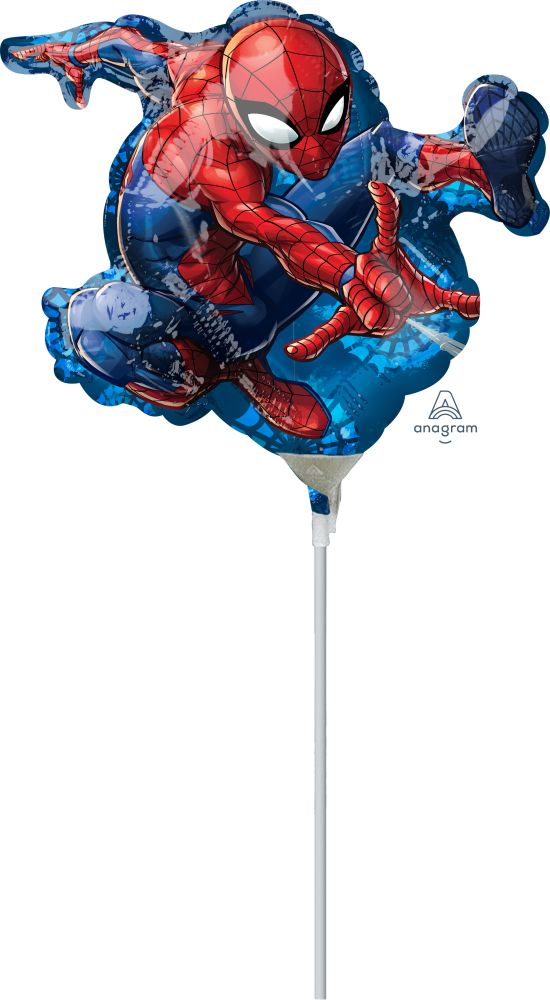 Mini Shape Spider-Man Balloon (Inflated with Cup and Stick)