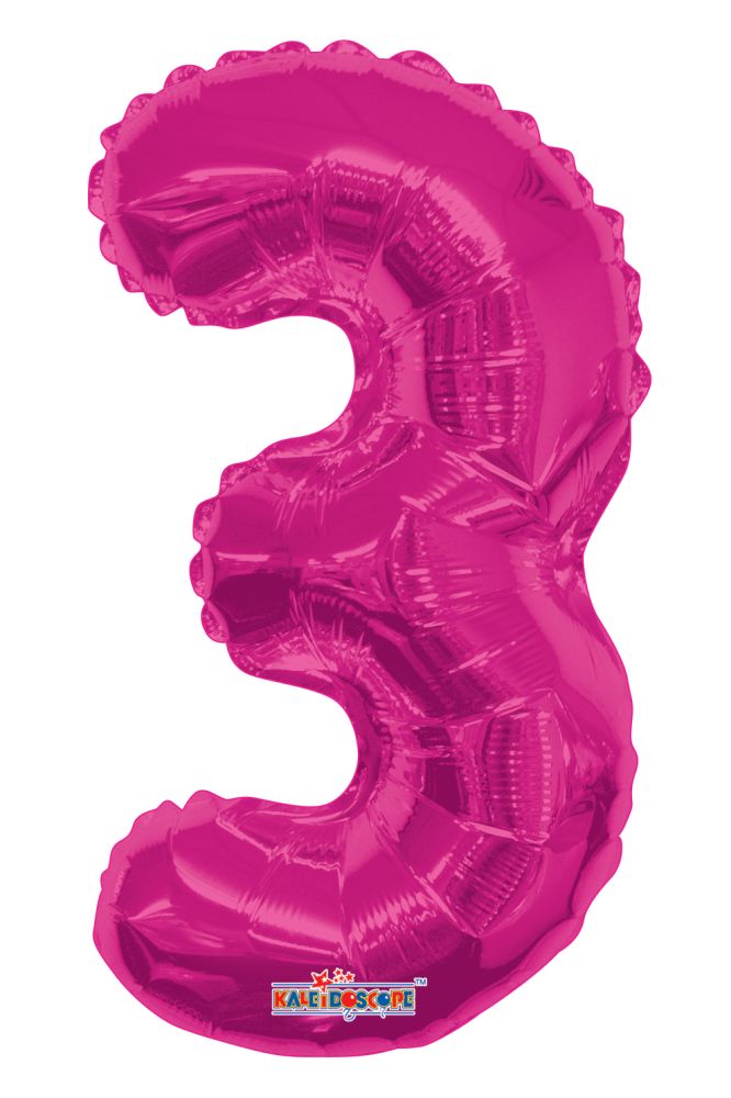 14" Pink Number 3 Balloon
