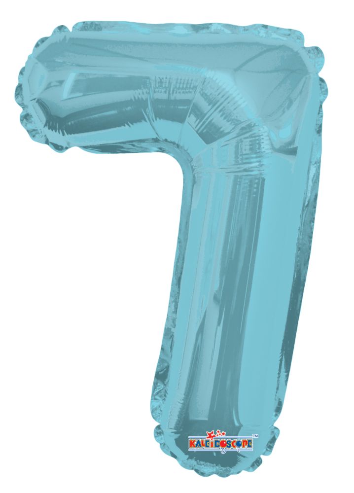 14" Light Blue Number 7 Balloon