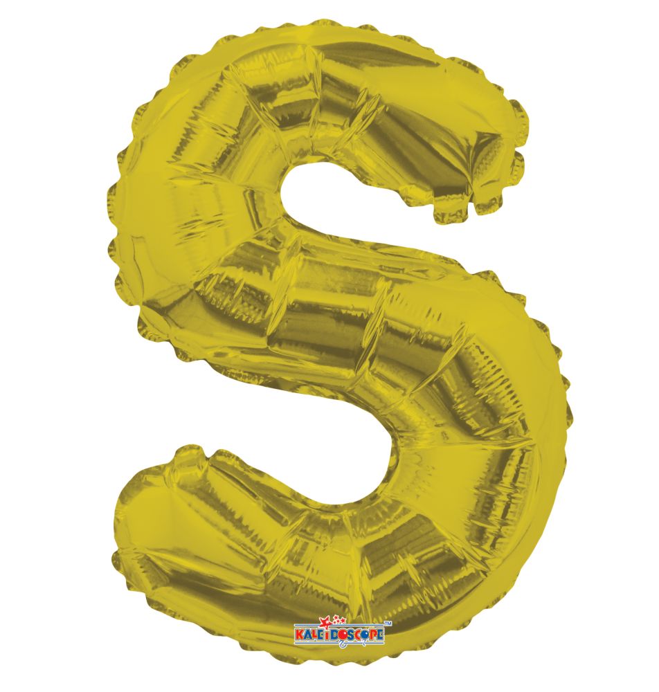 14" Gold Letter S Balloon