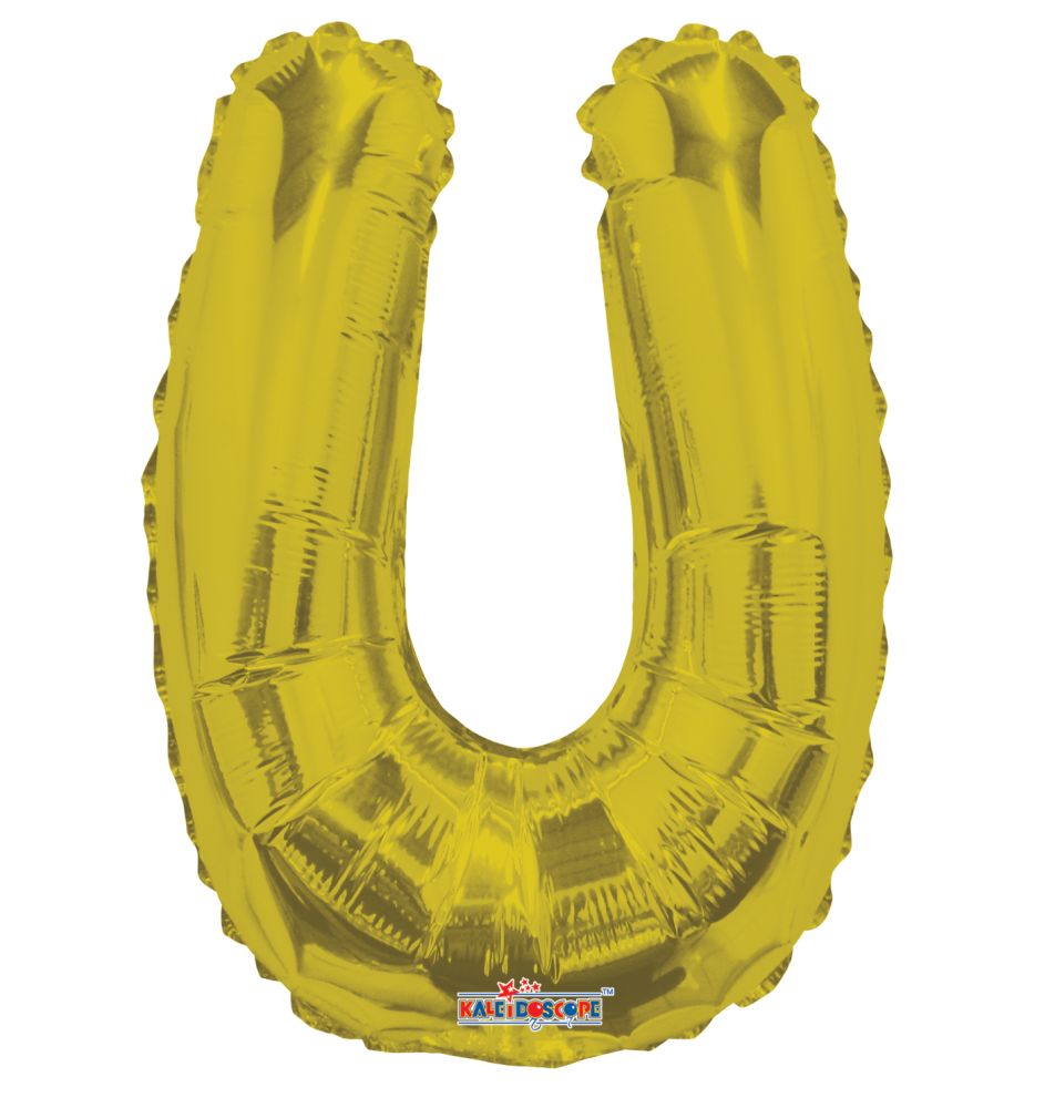 14" Gold Letter U Balloon