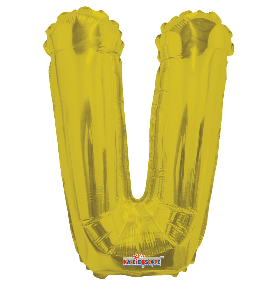 14" Gold Letter V Balloon