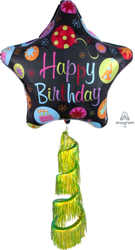 Coil Tail AirWalker Happy Birthday Bursts (non-packaged) Balloon