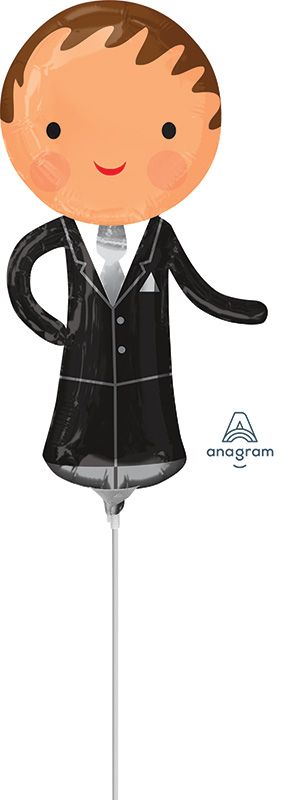 Mini Shape Handsome Groom Balloon (Inflated with Cup and Stick)