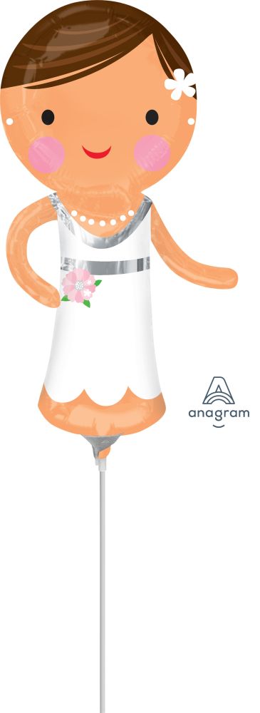 Mini Shape Lovely Bride Balloon (Inflated with Cup and Stick)