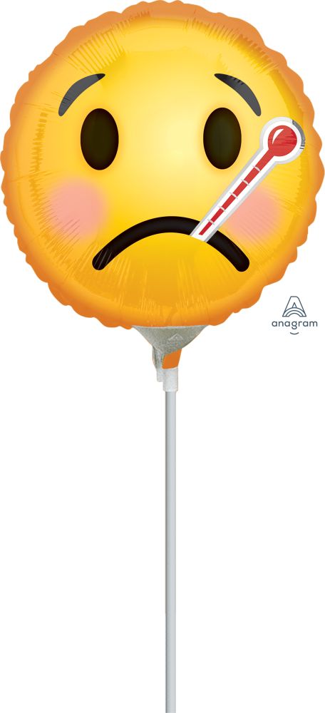 09" Get Well Emoticon Balloon (Inflated with Cup and Stick)