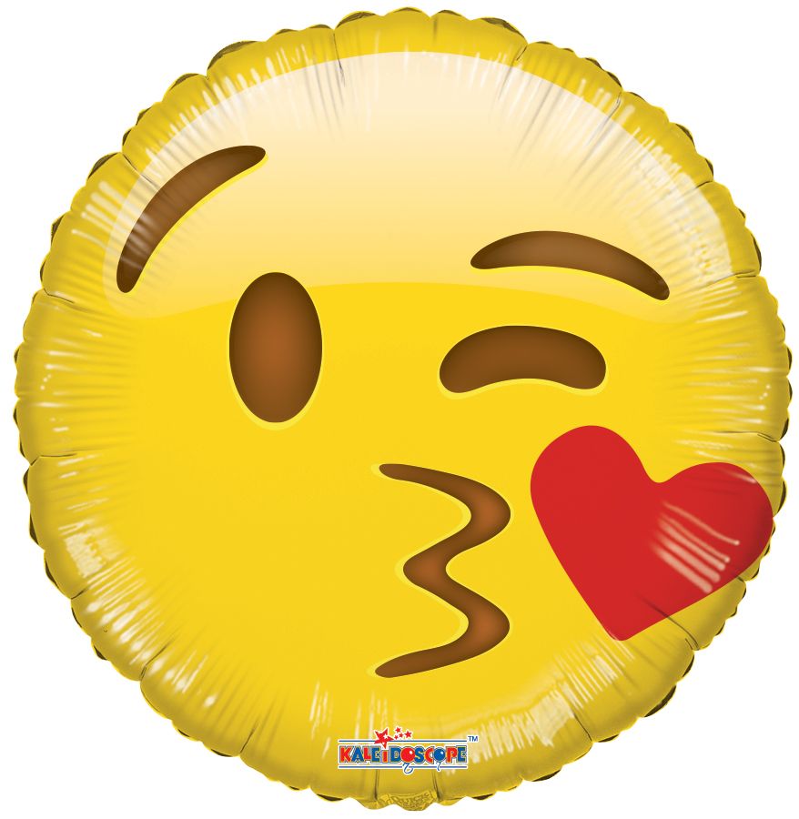 09" Smiley Kiss Balloon (Inflated with Cup and Stick)