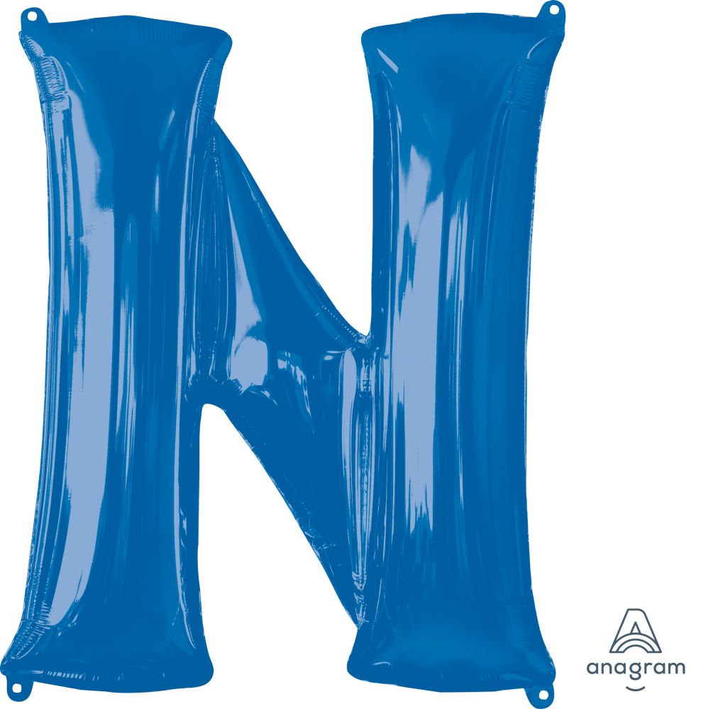 34" Blue Letter N Balloon