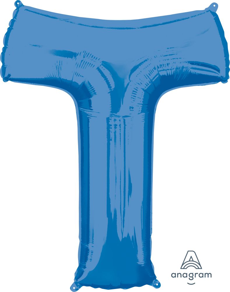 34" Blue Letter T Balloon