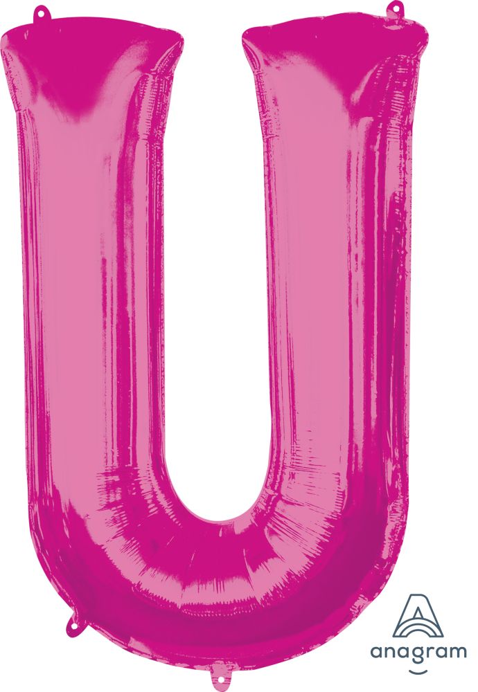 34" Pink Letter U Balloon