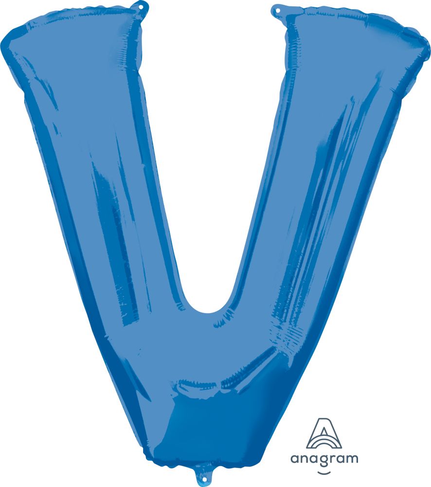 34" Blue Letter V Balloon