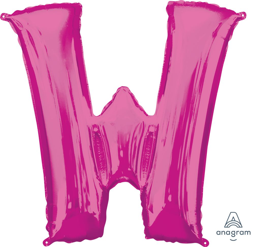 34" Pink Letter W Balloon