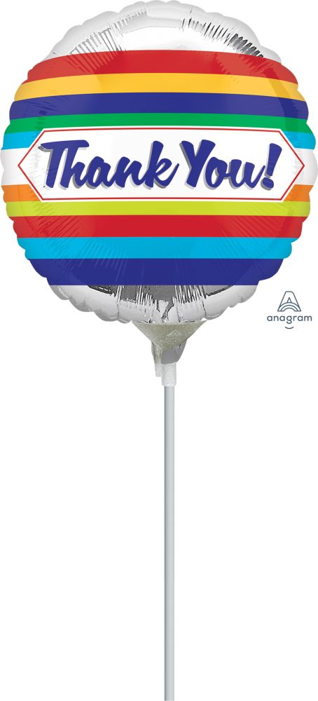 04" Thank You Stripes Balloon (Inflated with Cup and Stick)