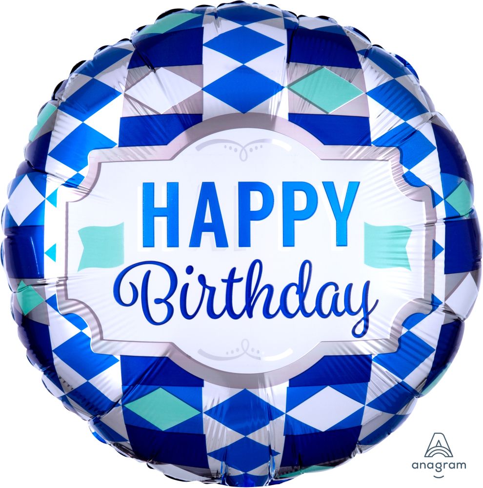 18" Happy Birthday Tie Pattern Balloon