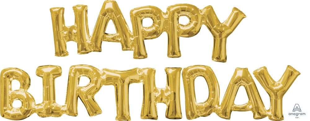 Phrase HAPPY BIRTHDAY Gold Balloon