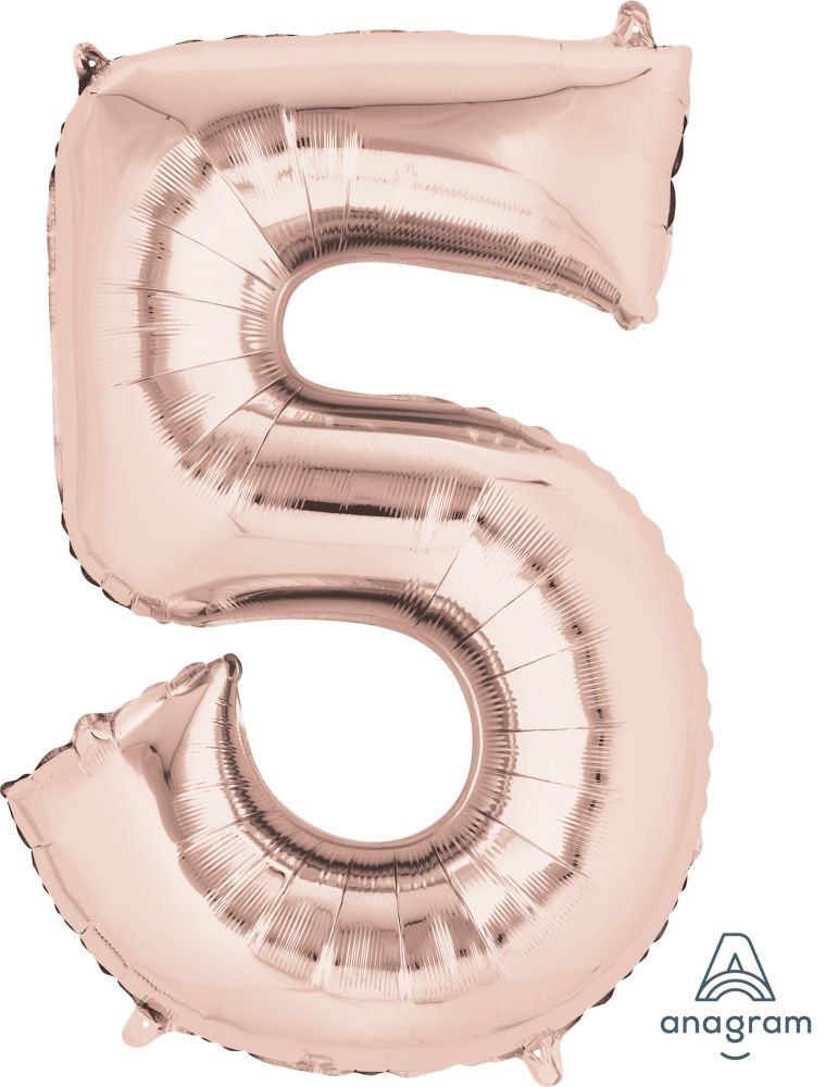 34" Rose Gold Number 5 Balloon