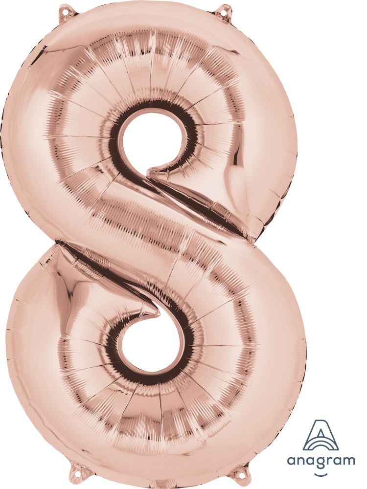 34" Rose Gold Number 8 Balloon