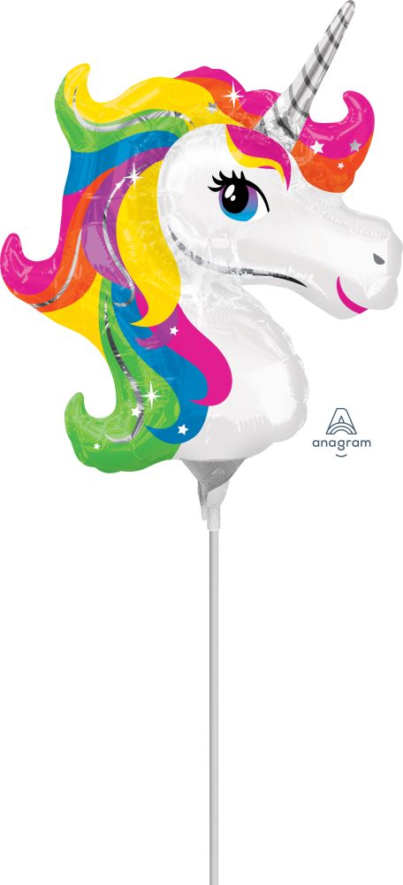 Mini Shape Unicorn Balloon (Inflated with Cup and Stick)