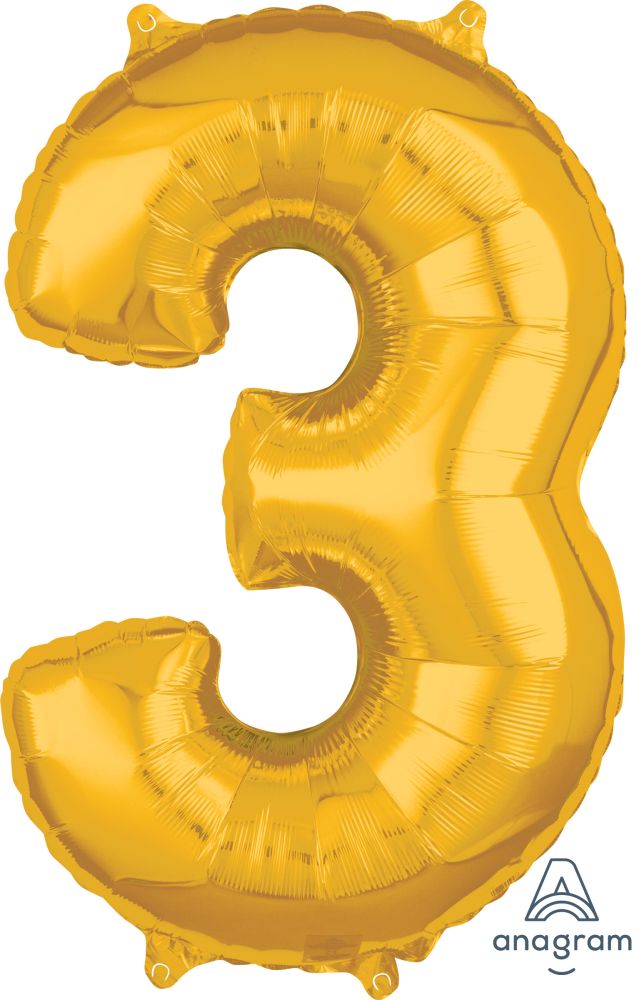 26" Gold Number 3 Balloon