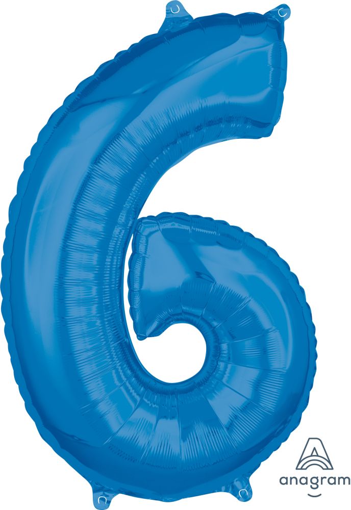 26" Blue Number 6 Balloon
