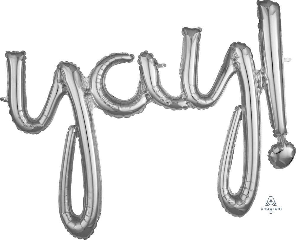 Script Phrase Yay! Silver Balloon
