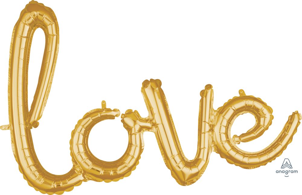 Script Phrase Love Gold Balloon