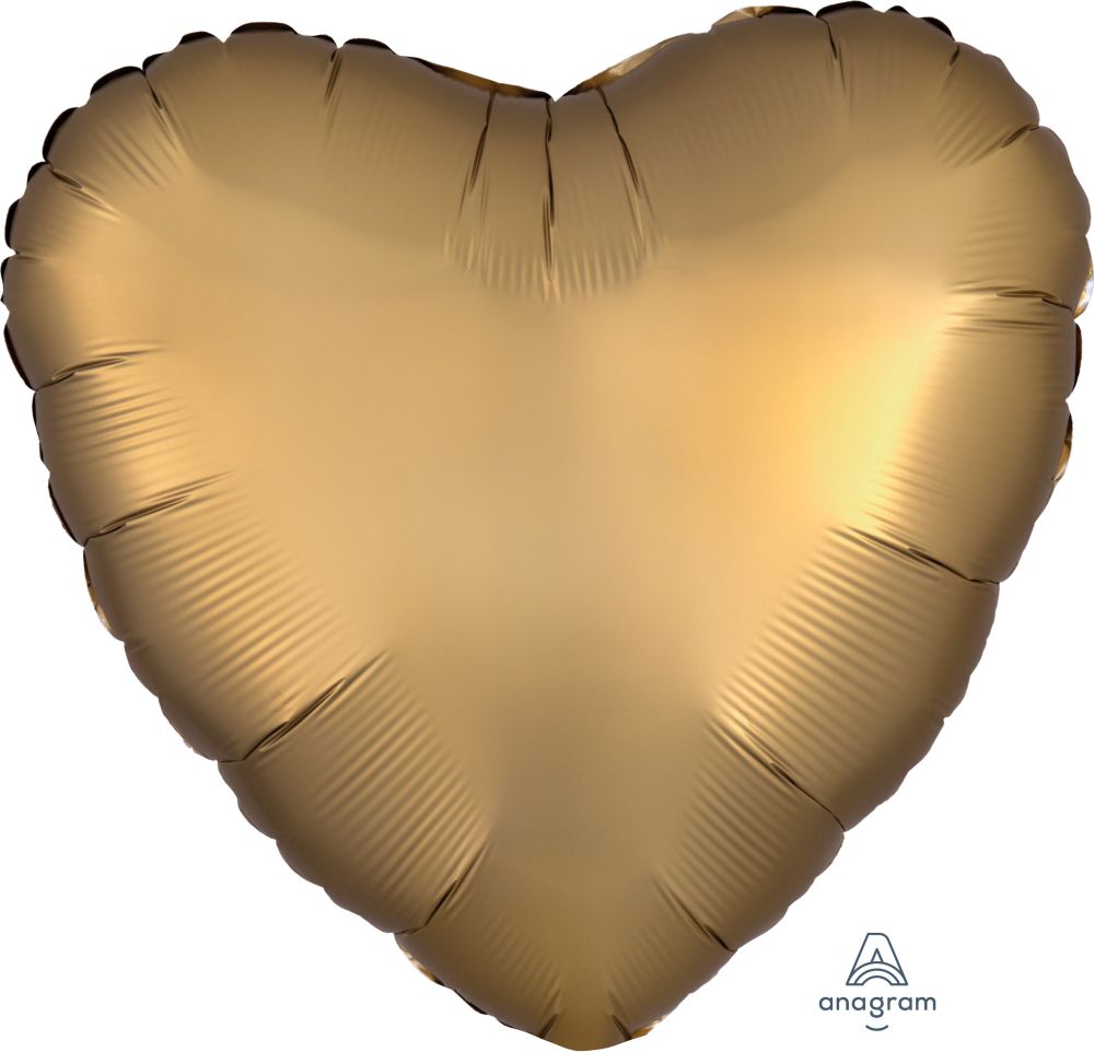 18" Satin Luxe Gold Heart (non-packaged) Balloon