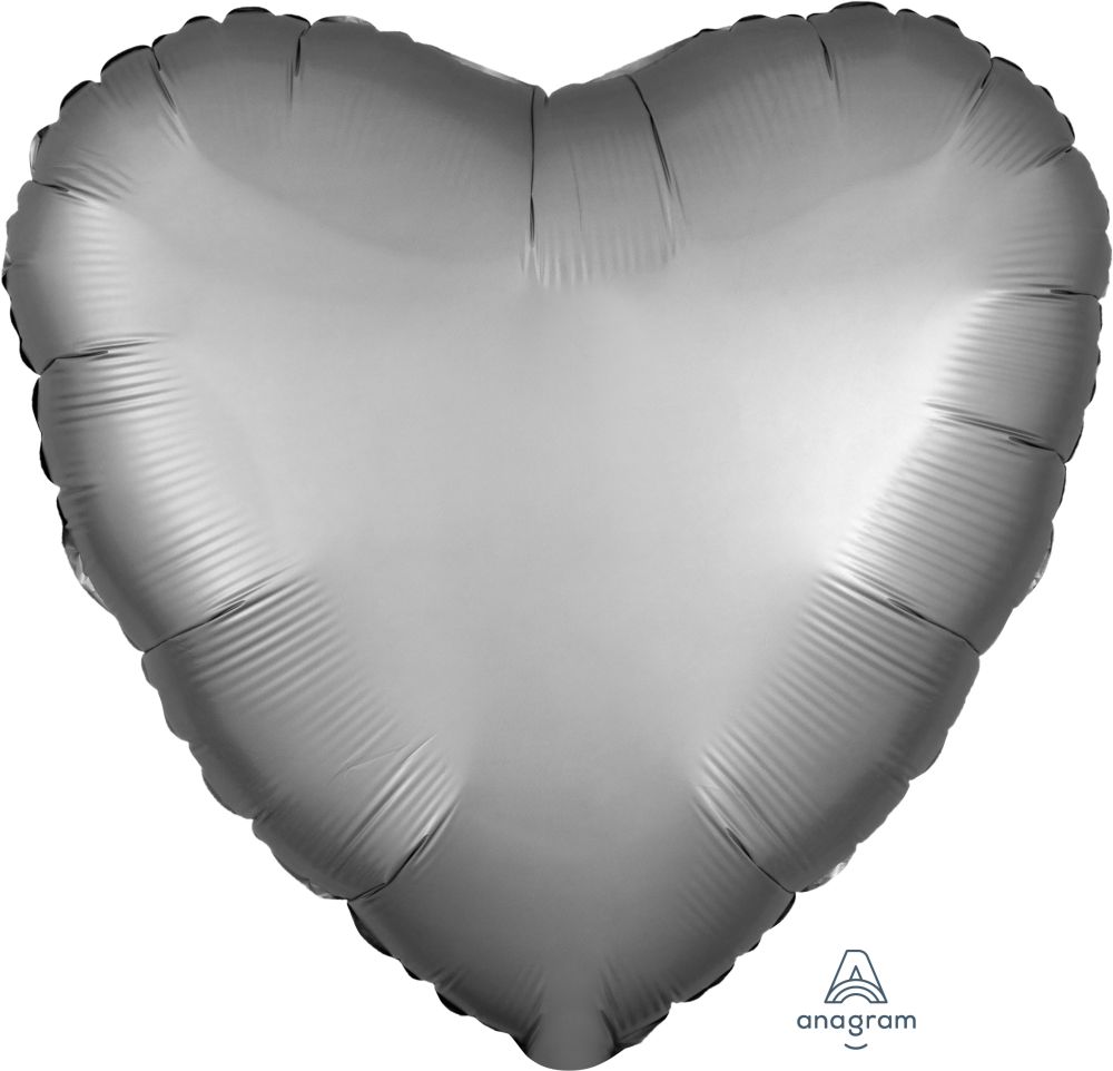 18" Satin Luxe Platinum Heart Balloon