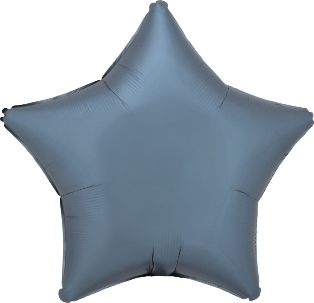 18" Satin Luxe Steel Blue Star Balloon