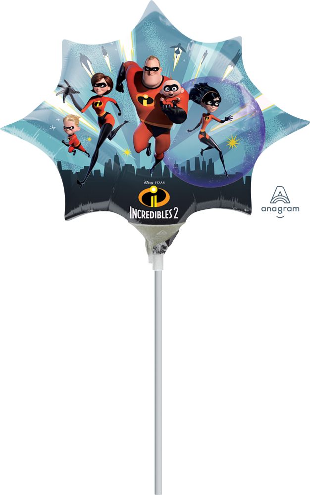 Mini Shape Incredibles 2 Balloon (Inflated with Cup and Stick)