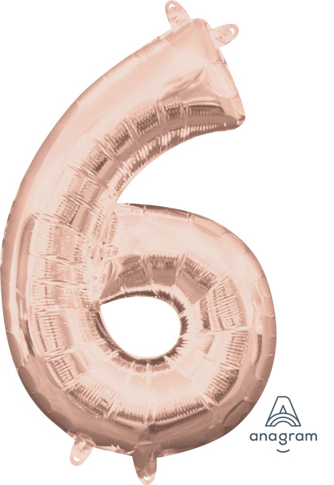 16" Rose Gold Number 6 Balloon