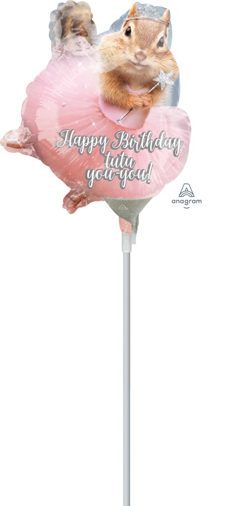 Mini Shape Avanti Ballerina Chipmunk Balloon (Inflated with Cup and Stick)