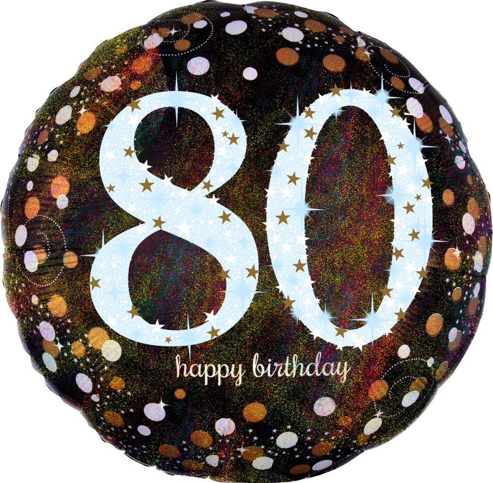Jumbo Holographic Sparkling Birthday 80 Balloon