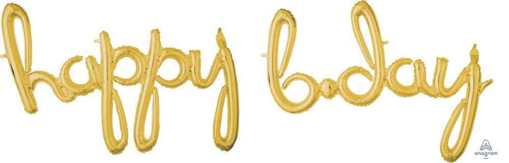Script Phrase Happy Bday Gold Balloon