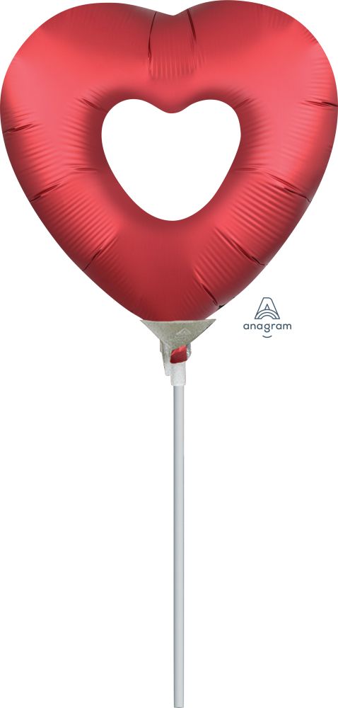 Mini Shape Sangria Open Heart Balloon (Inflated with Cup and Stick)