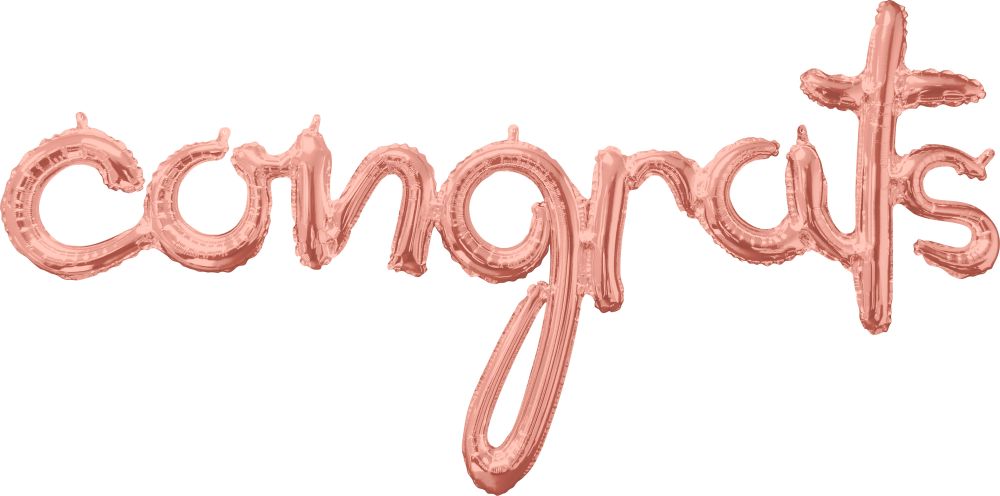 Script Phrase Congrats Rose Gold Balloon