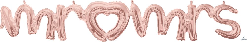 Script Phrase Mr & Mrs Rose Gold Balloon